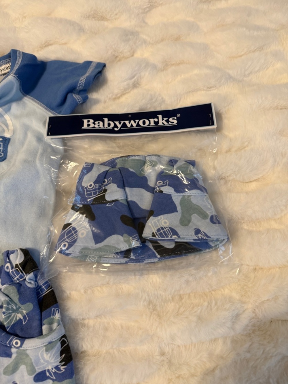 Vintage Babyworks Light Blue Helicopter Outift with Dark Blue Trim and Hat A2 - Picture 4 of 6